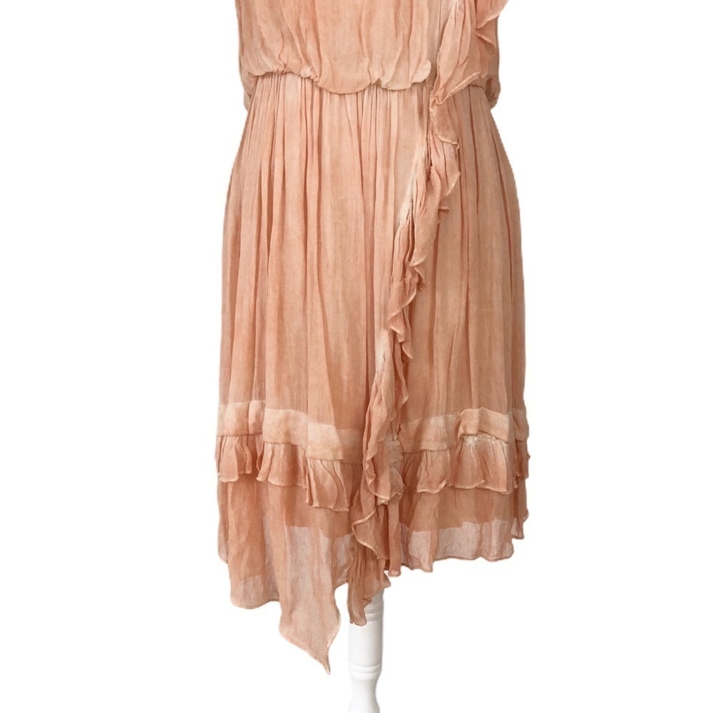 Free People peach orange ruffle sleeveless dress M - Picture 5 of 14